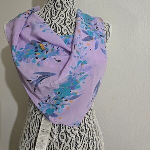 Lavender Floral Square Scarf - Women's Wrap